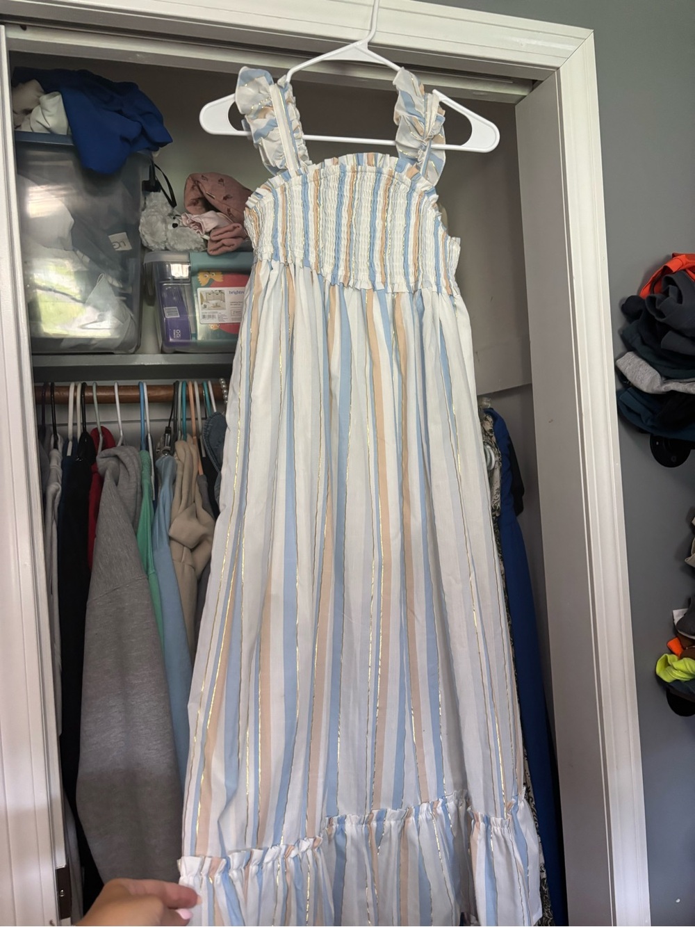 Haute Hippie Pastel Blue & Cream Striped Maxi Dress